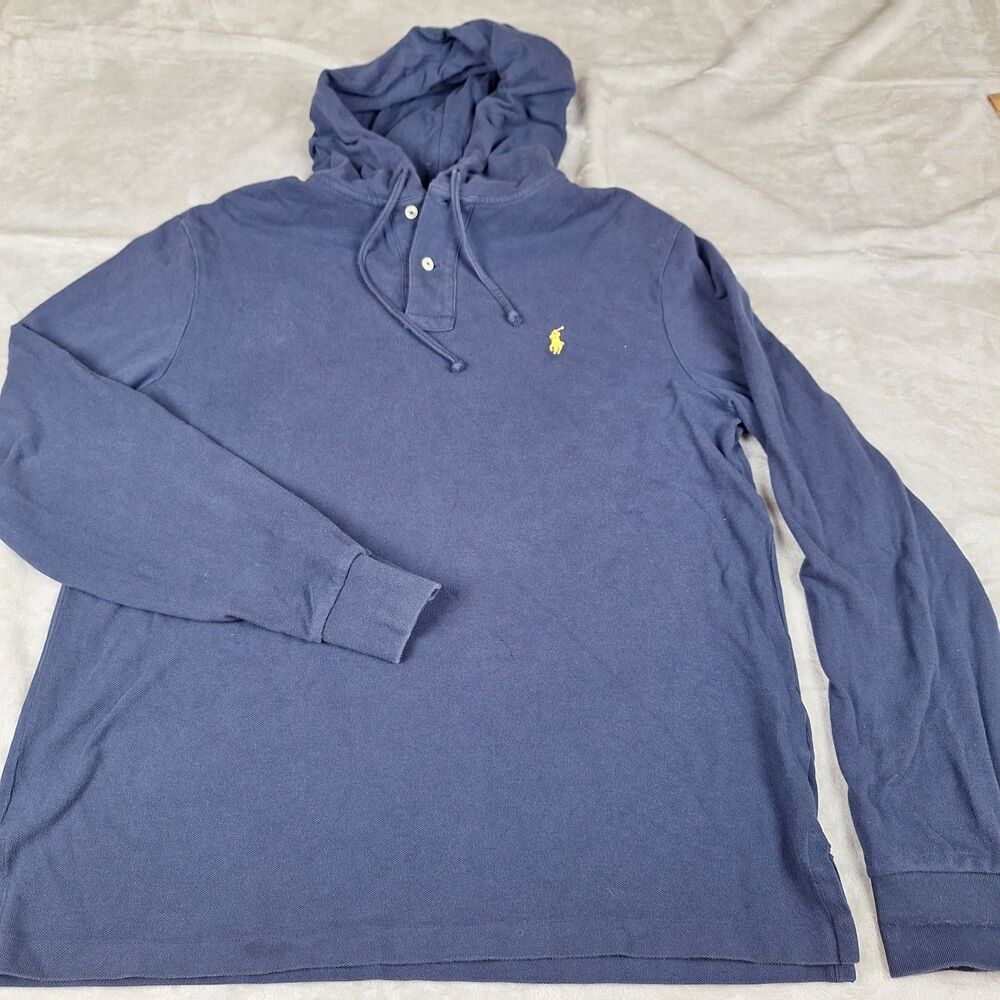 Lot of 2 Polo Ralph Lauren Mens XL Hooded Shirts in Blue and Black